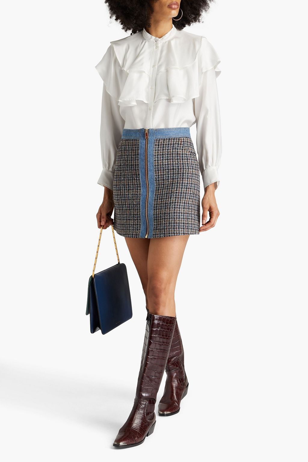SANDRO Comedie ruffled silk-twill shirt
