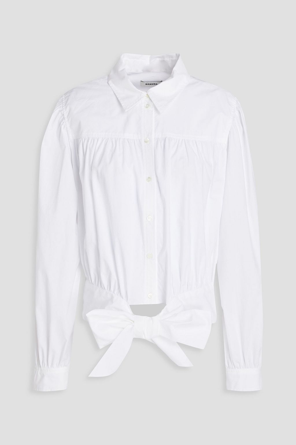 SANDRO Gathered cotton-poplin shirt | THE OUTNET