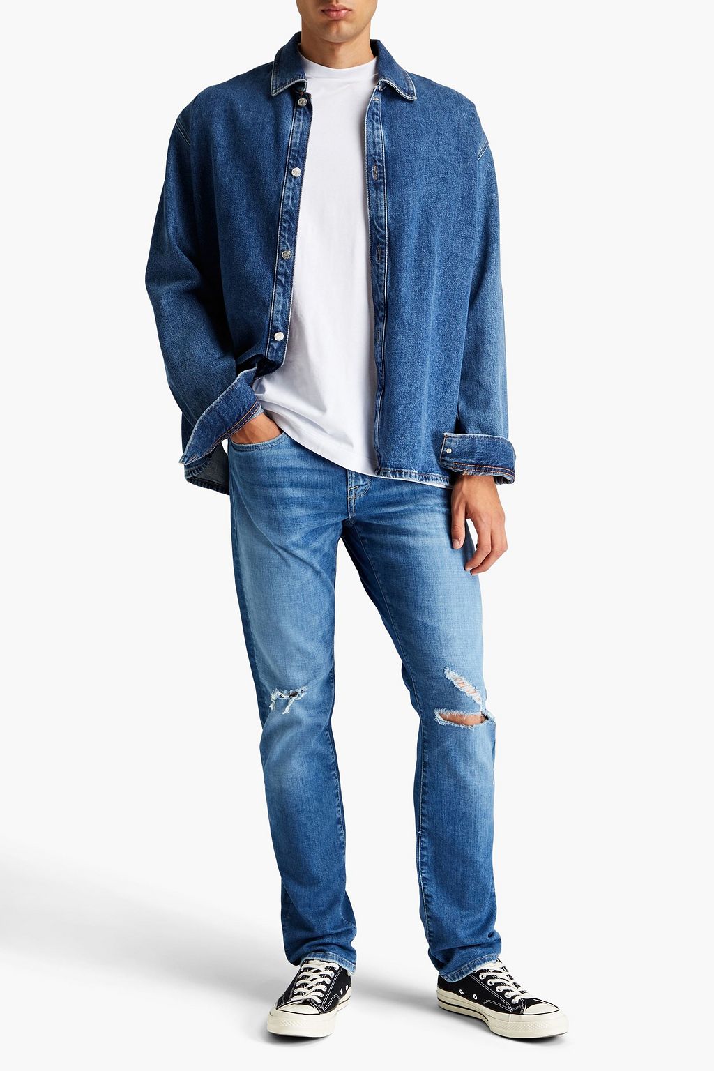 FRAME L'Homme slim-fit faded denim jeans