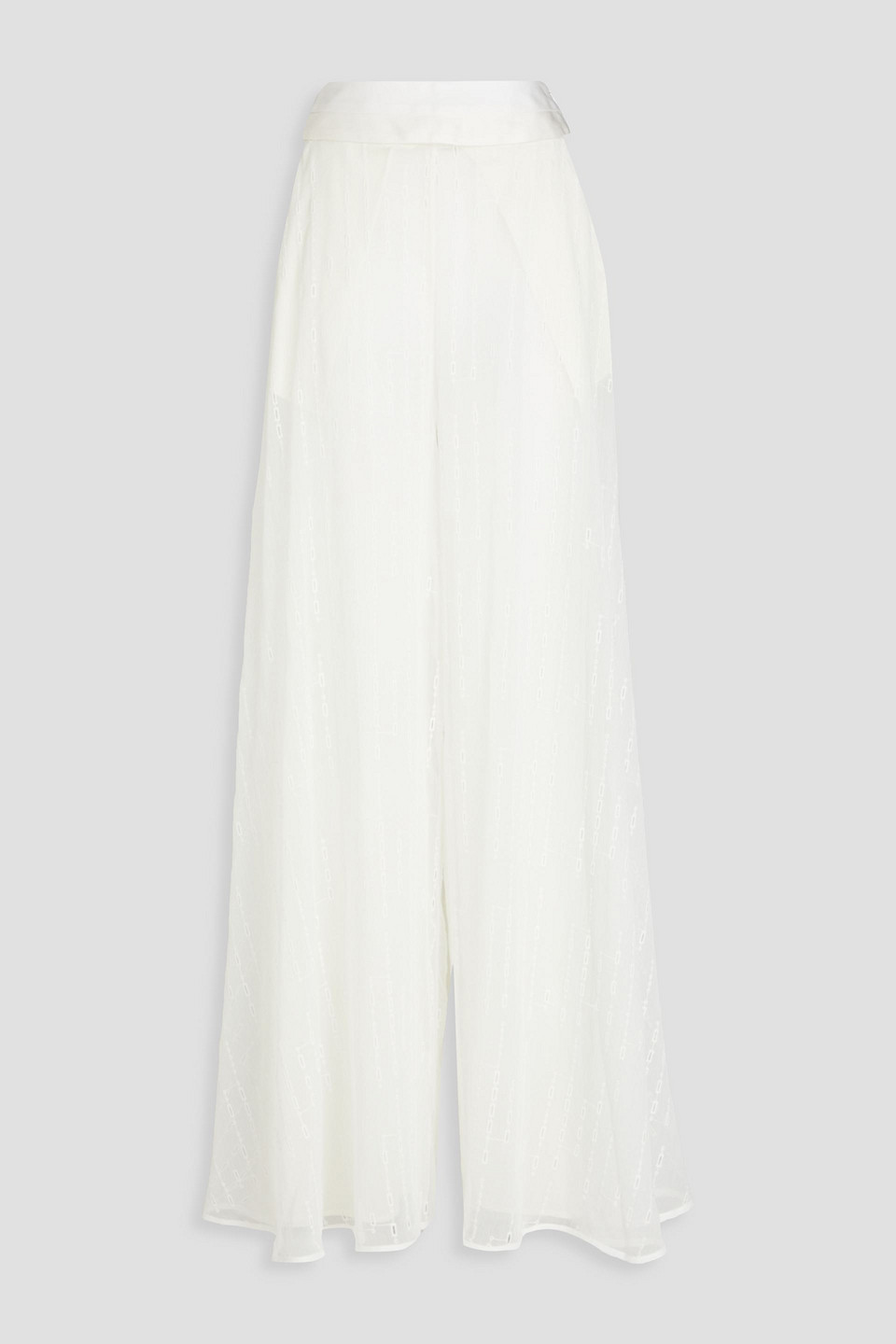 Palmer Harding Clarity Embroidered Voile Wide-leg Trousers
