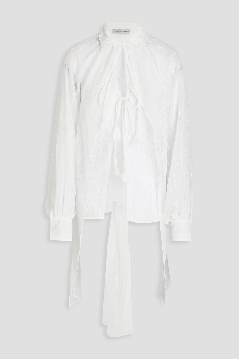 palmer//harding - Broderie anglaise-trimmed crinkled voile blouse - White