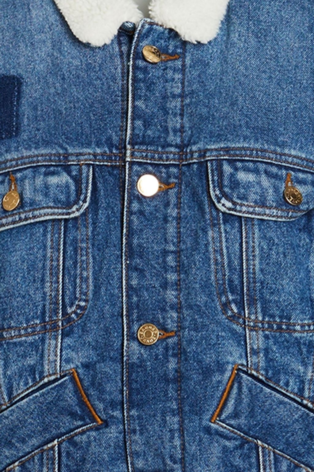 SANDRO Faux shearling-trimmed denim jacket