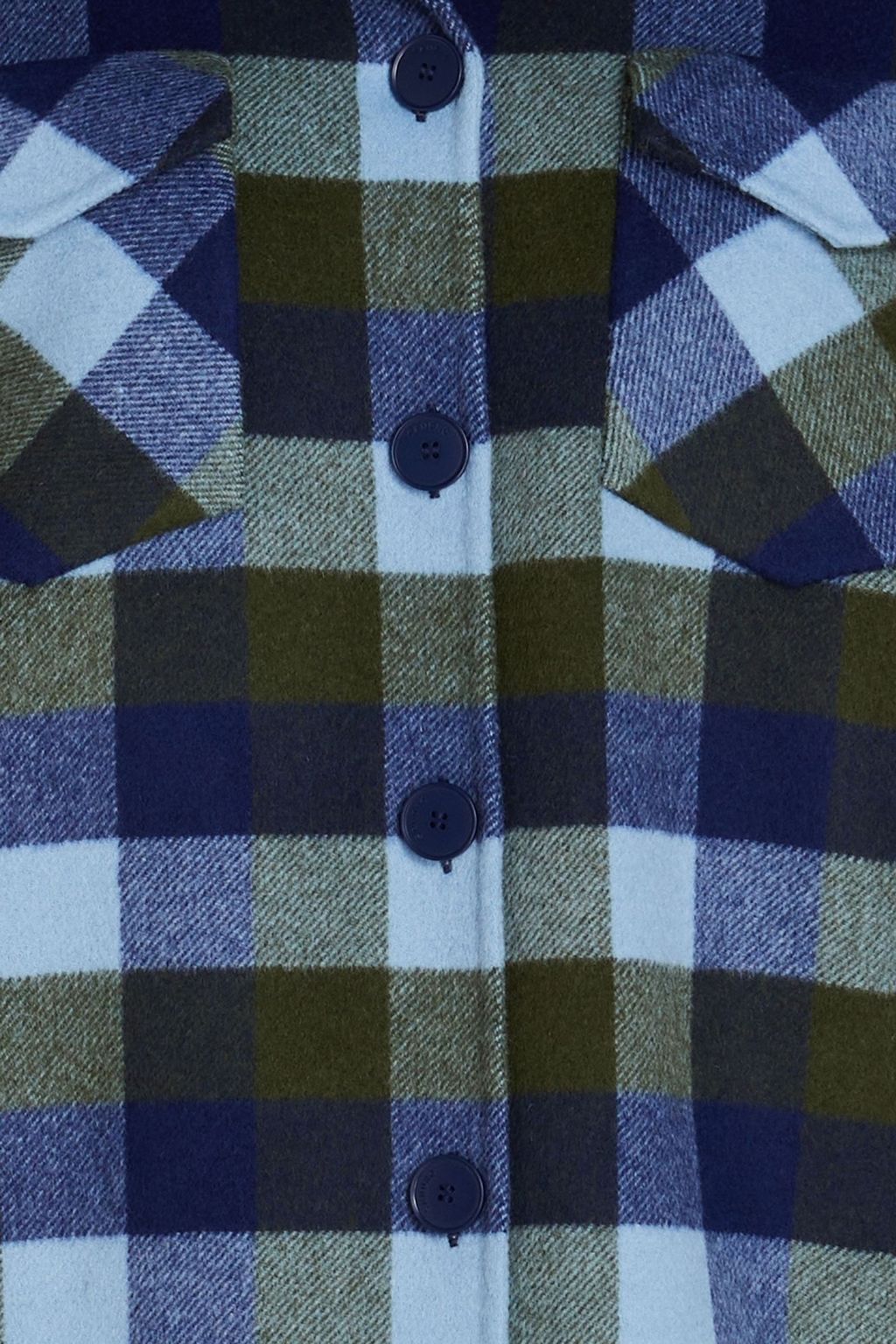 SANDRO Fringed checked wool-blend twill shirt jacket