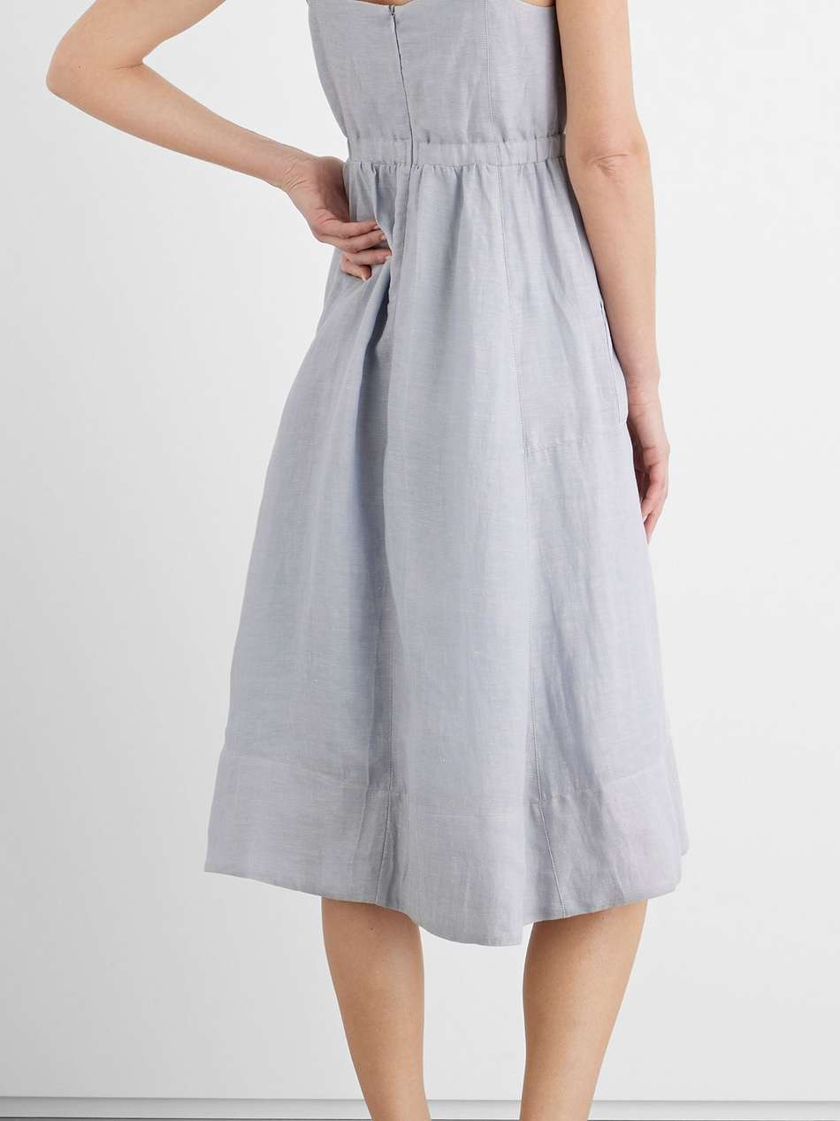 eve gathered lyocell and linen-blend twill midi dress