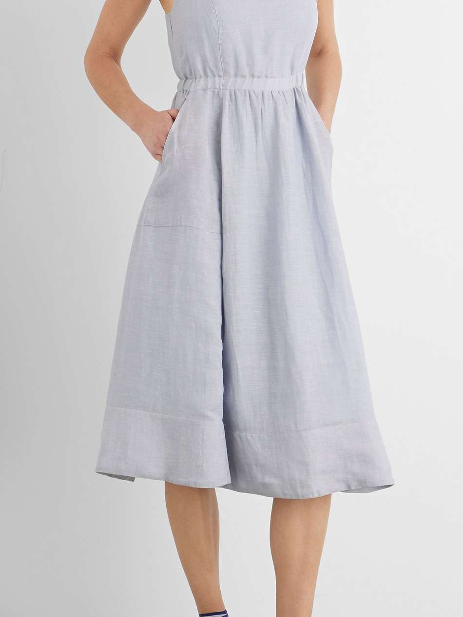 eve gathered lyocell and linen-blend twill midi dress
