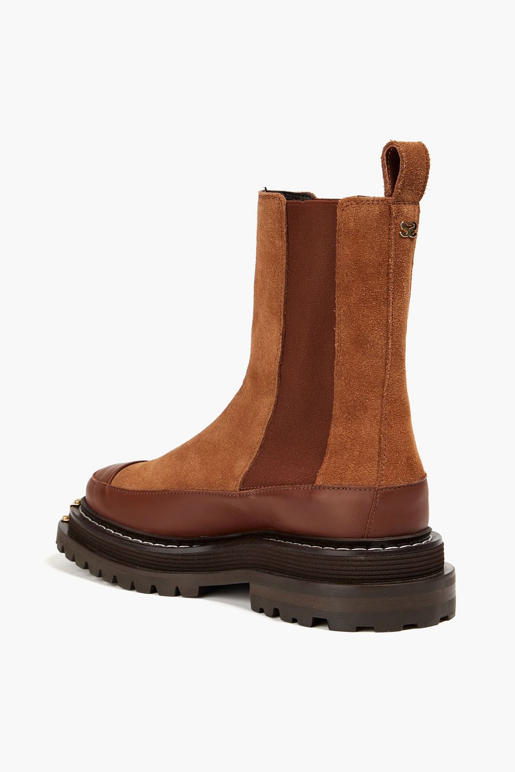 SANDRO Embellished suede and leather Chelsea boots
