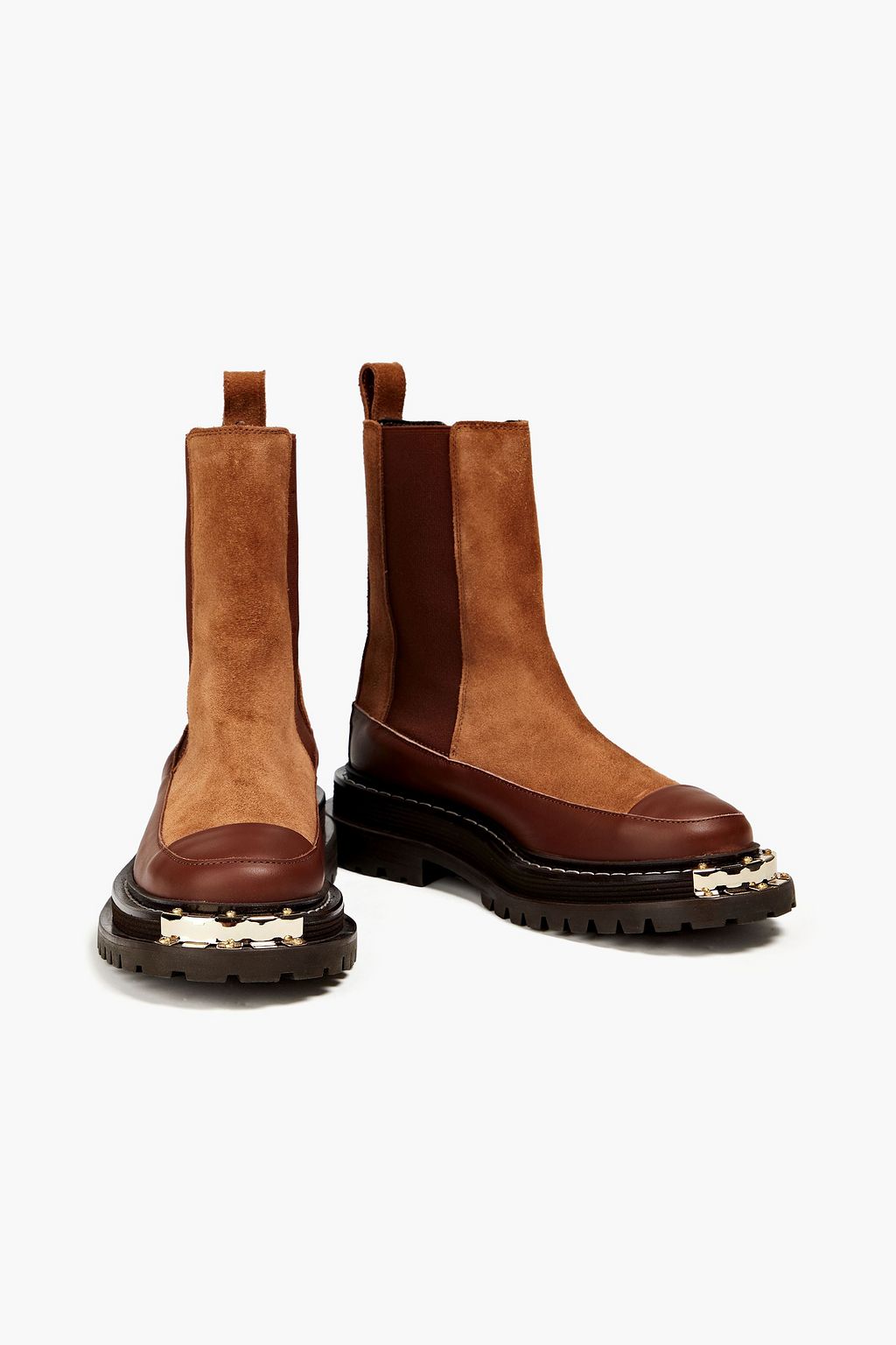 SANDRO Embellished suede and leather Chelsea boots