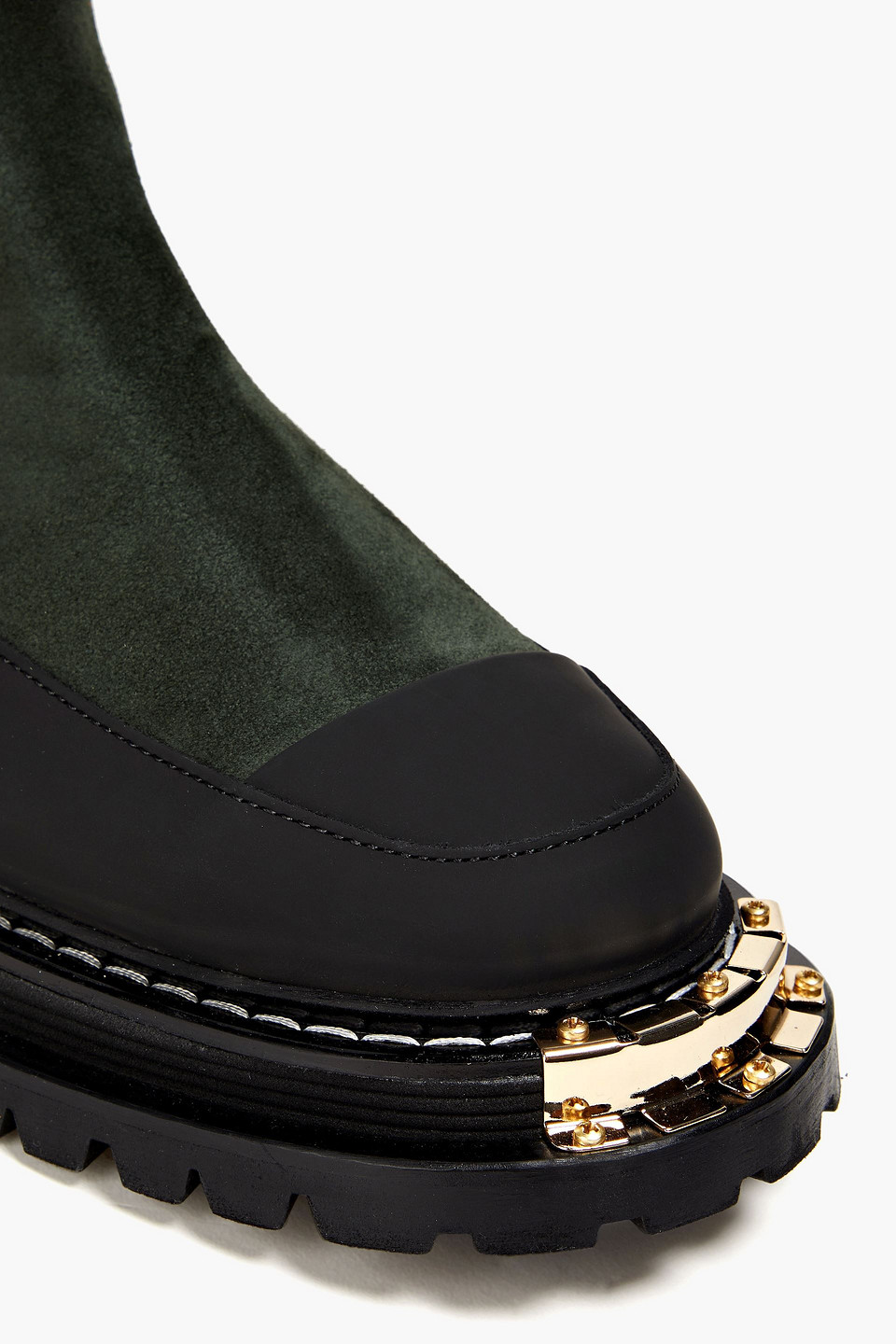 Sandro Liam Metallic-detail Suede Boots In Forest Green
