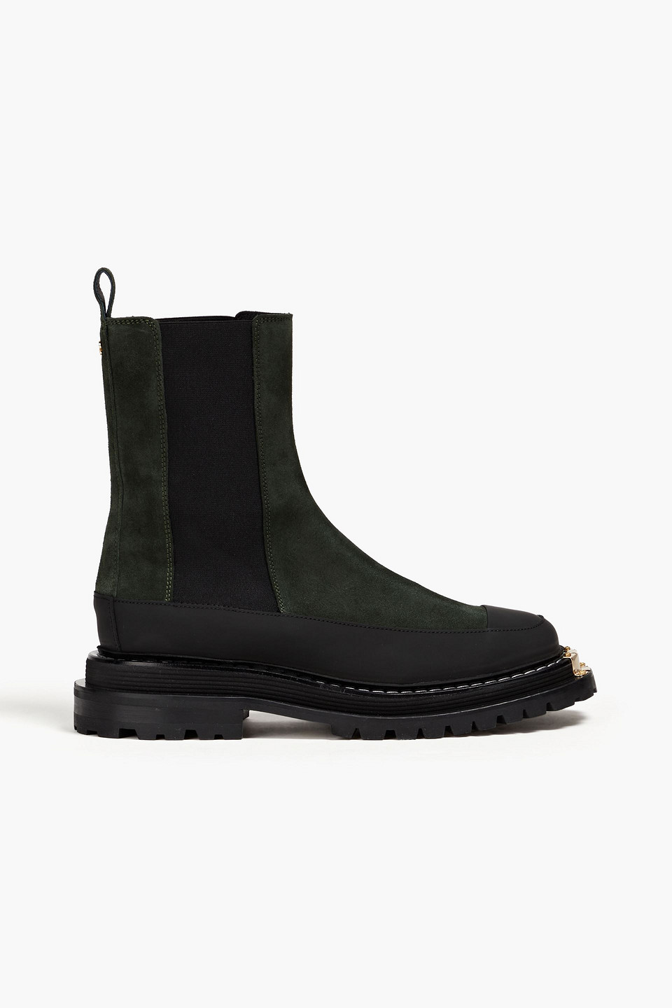 Sandro Liam Metallic-detail Suede Boots In Forest Green
