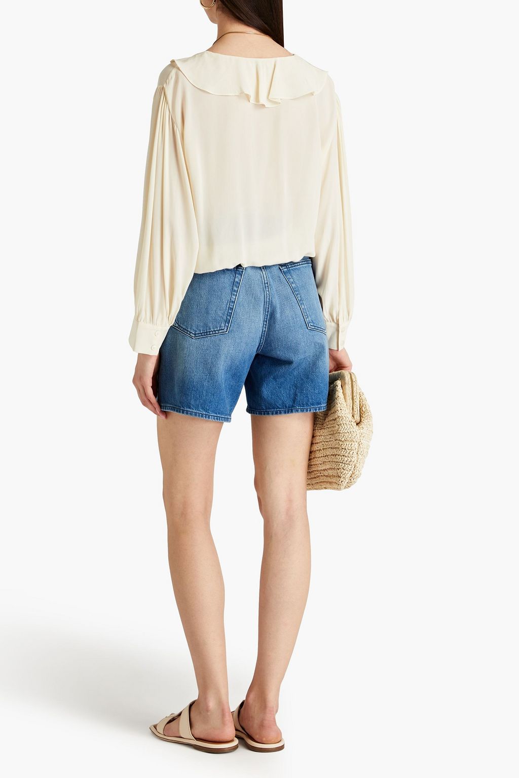 SANDRO Ruffled crepe de chine blouse