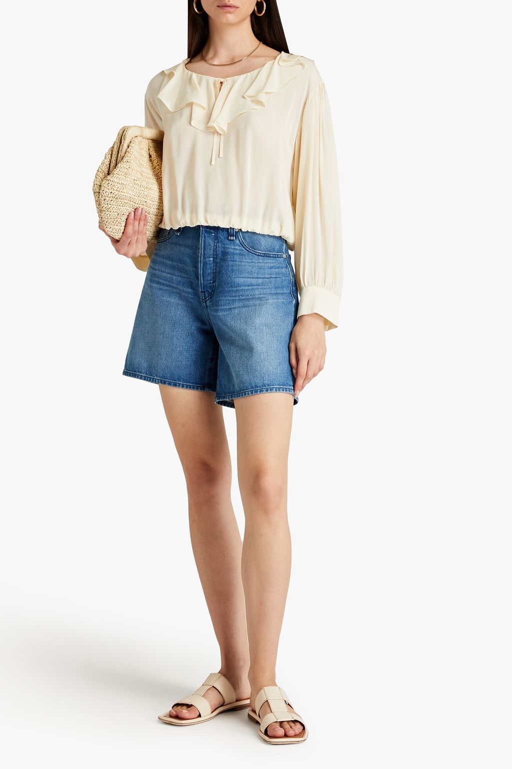 SANDRO Ruffled crepe de chine blouse