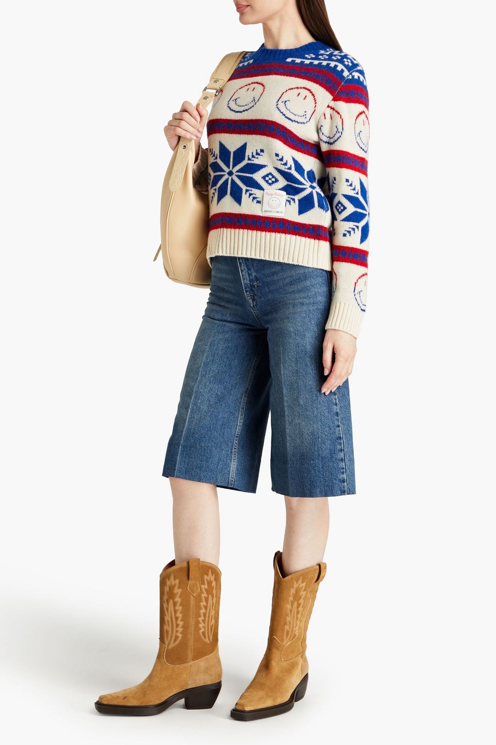 SANDRO Jacquard-knit wool-blend sweater