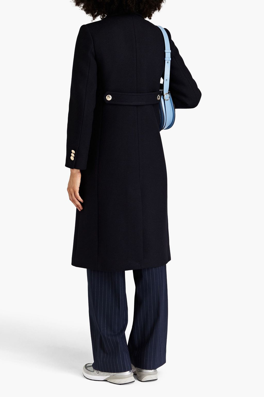 SANDRO Double-breasted wool-blend twill coat