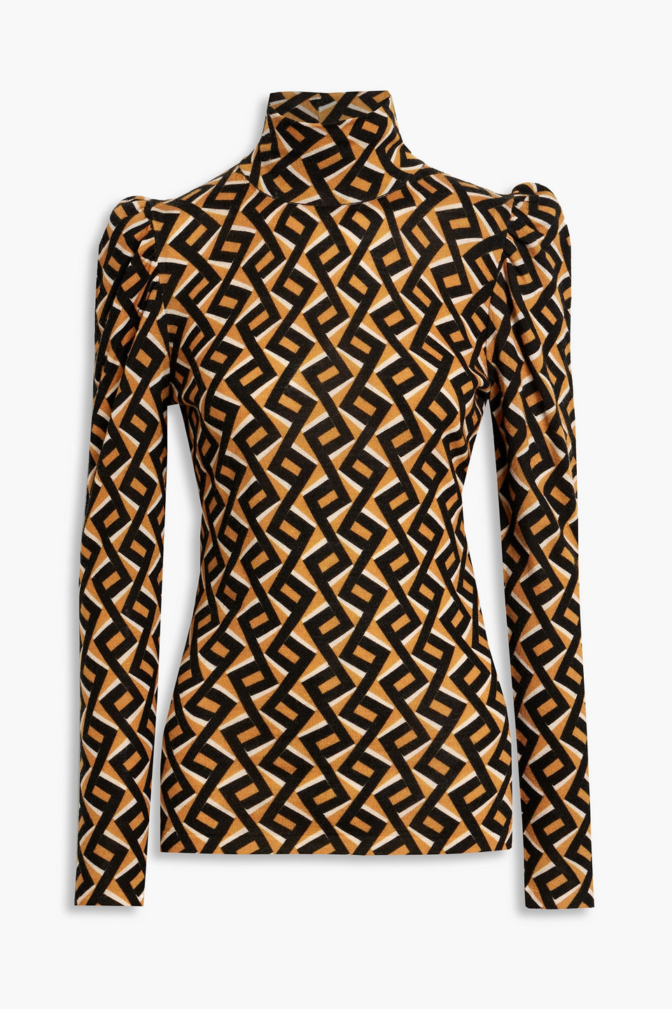 Diane Von Furstenberg Tanner Geometric-pattern Jumper In Camel