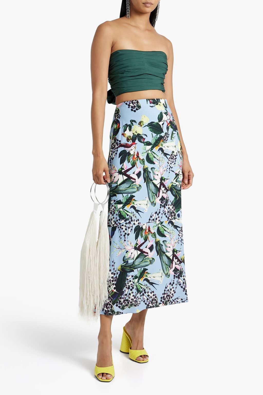 ERDEM Vaughn printed crepe de chine midi skirt