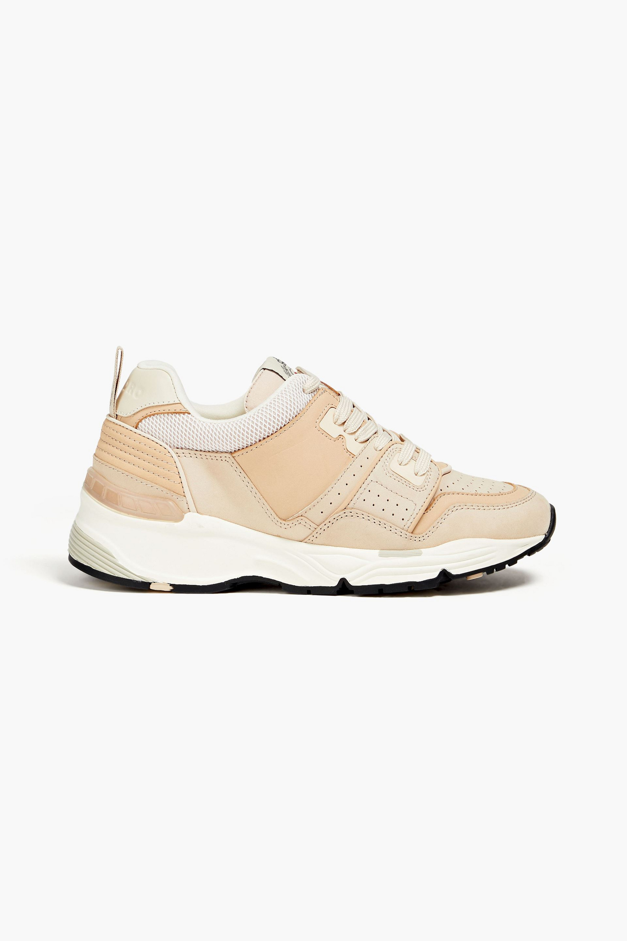 SANDRO Mesh, nubuck and leather sneakers