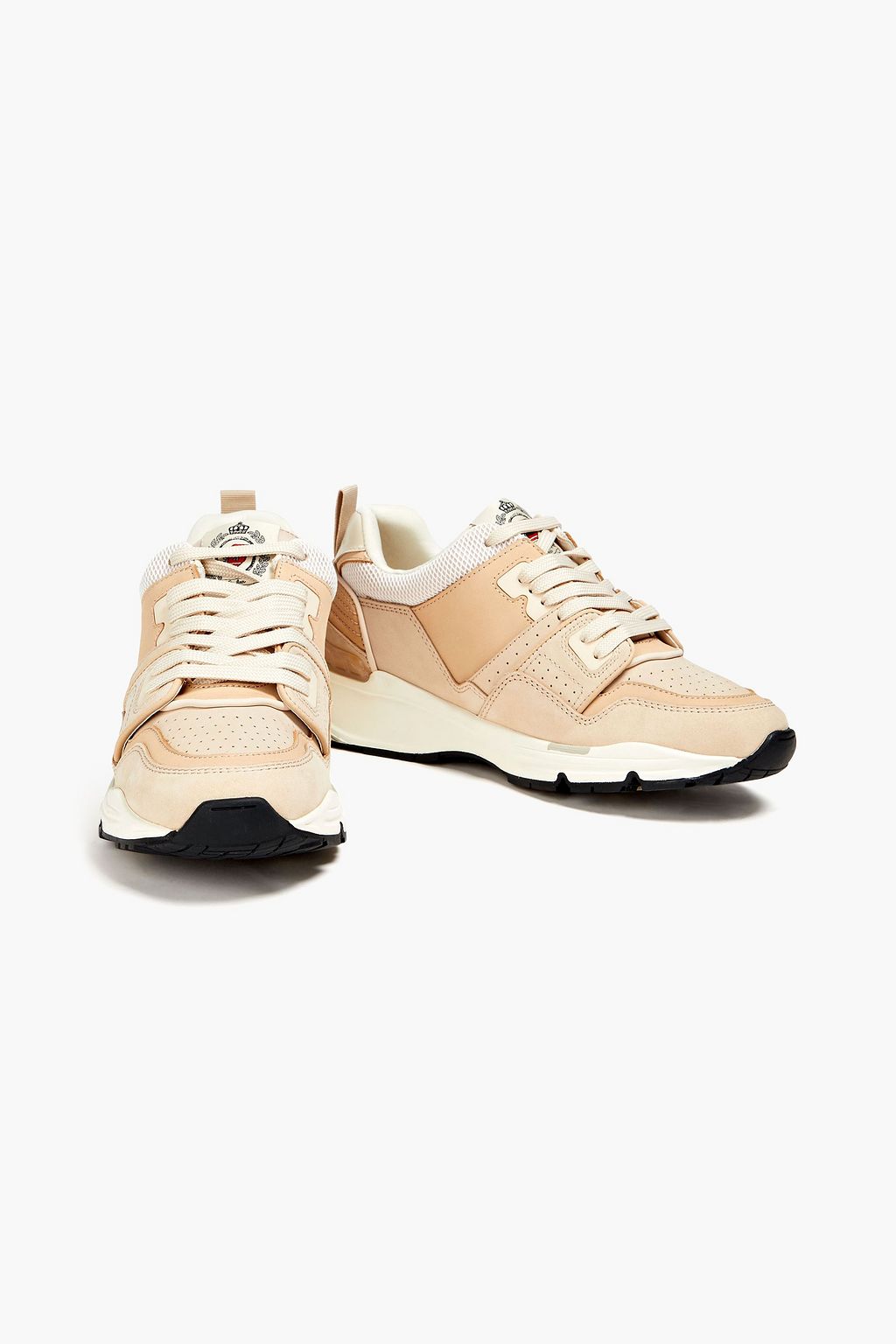 SANDRO Mesh, nubuck and leather sneakers