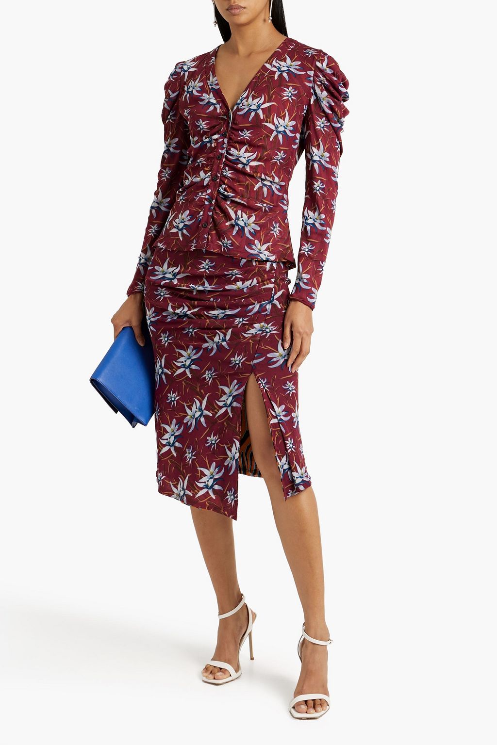 DIANE VON FURSTENBERG Dariella reversible floral-print stretch-mesh midi skirt