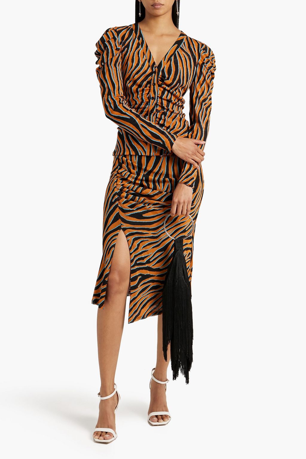 DIANE VON FURSTENBERG Dariella reversible floral-print stretch-mesh midi skirt