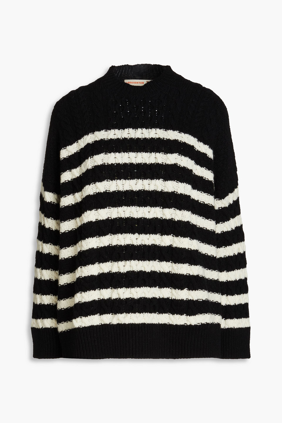 And-daughter Ina Striped Cable-knit Wool Sweater In Black