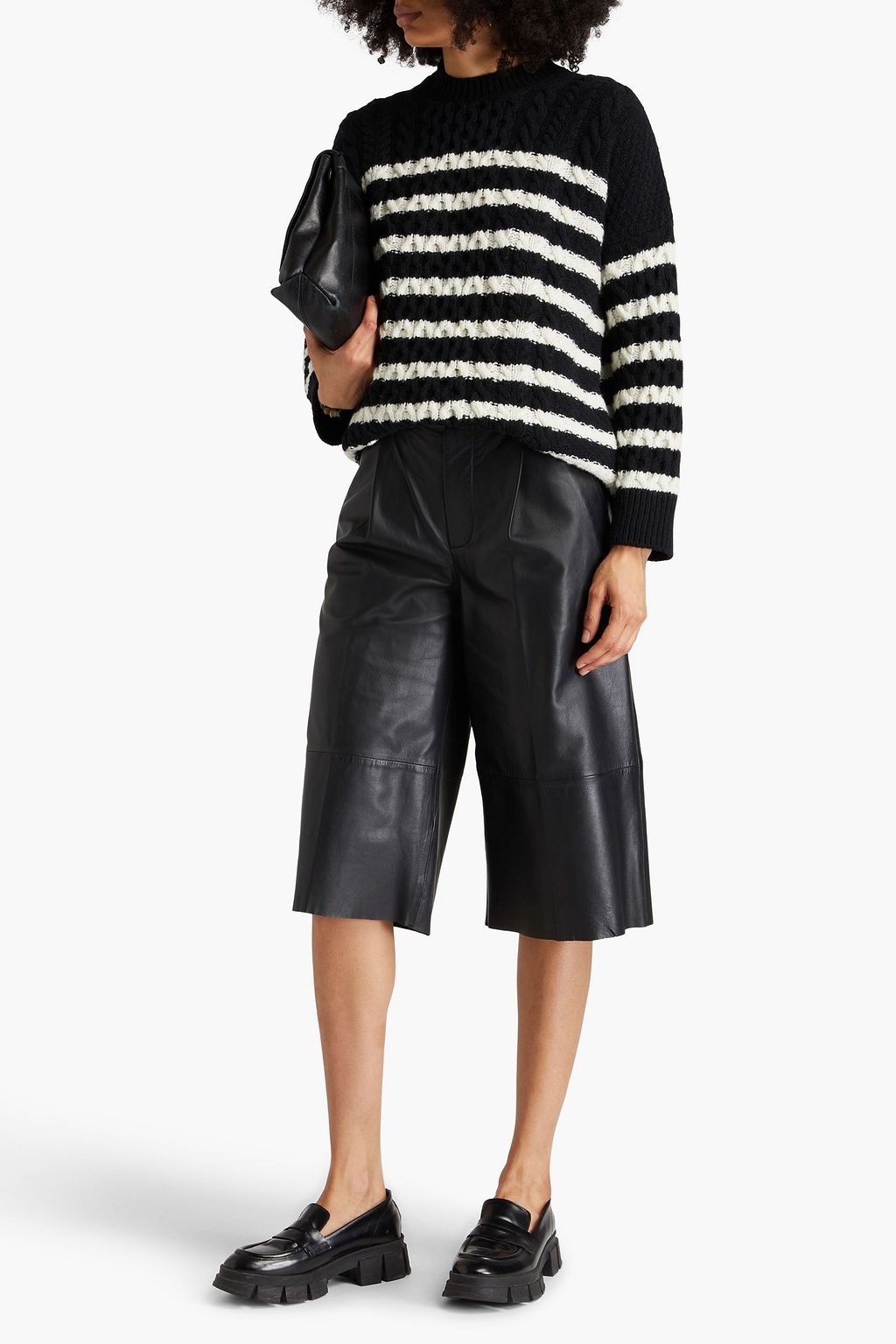 &DAUGHTER Ina striped cable-knit wool sweater