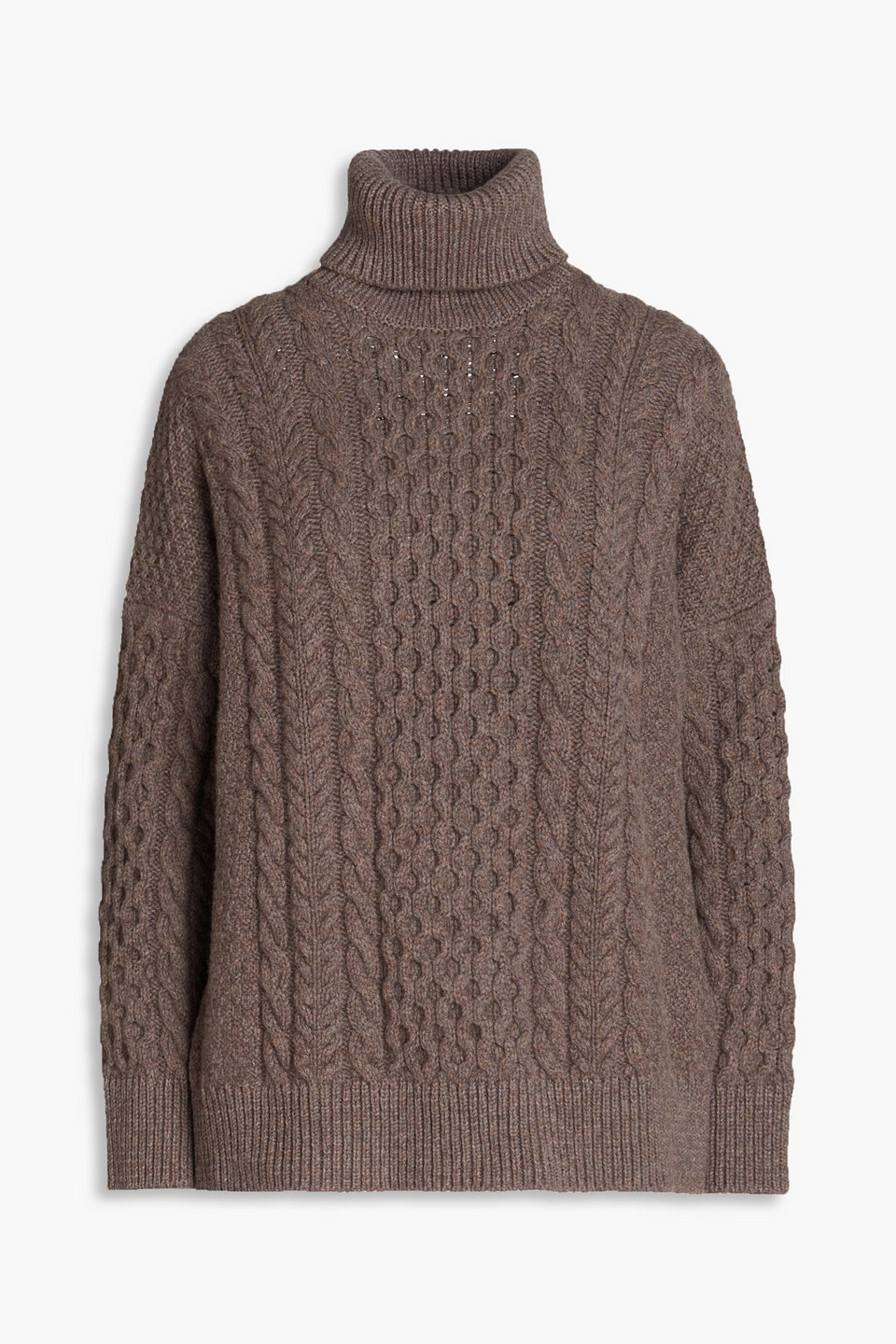 And-daughter Annis Cable-knit Wool Turtleneck Sweater In Brown