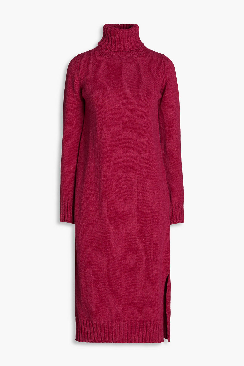 And-daughter Simone Wool Turtleneck Midi Dress In Fuchsia