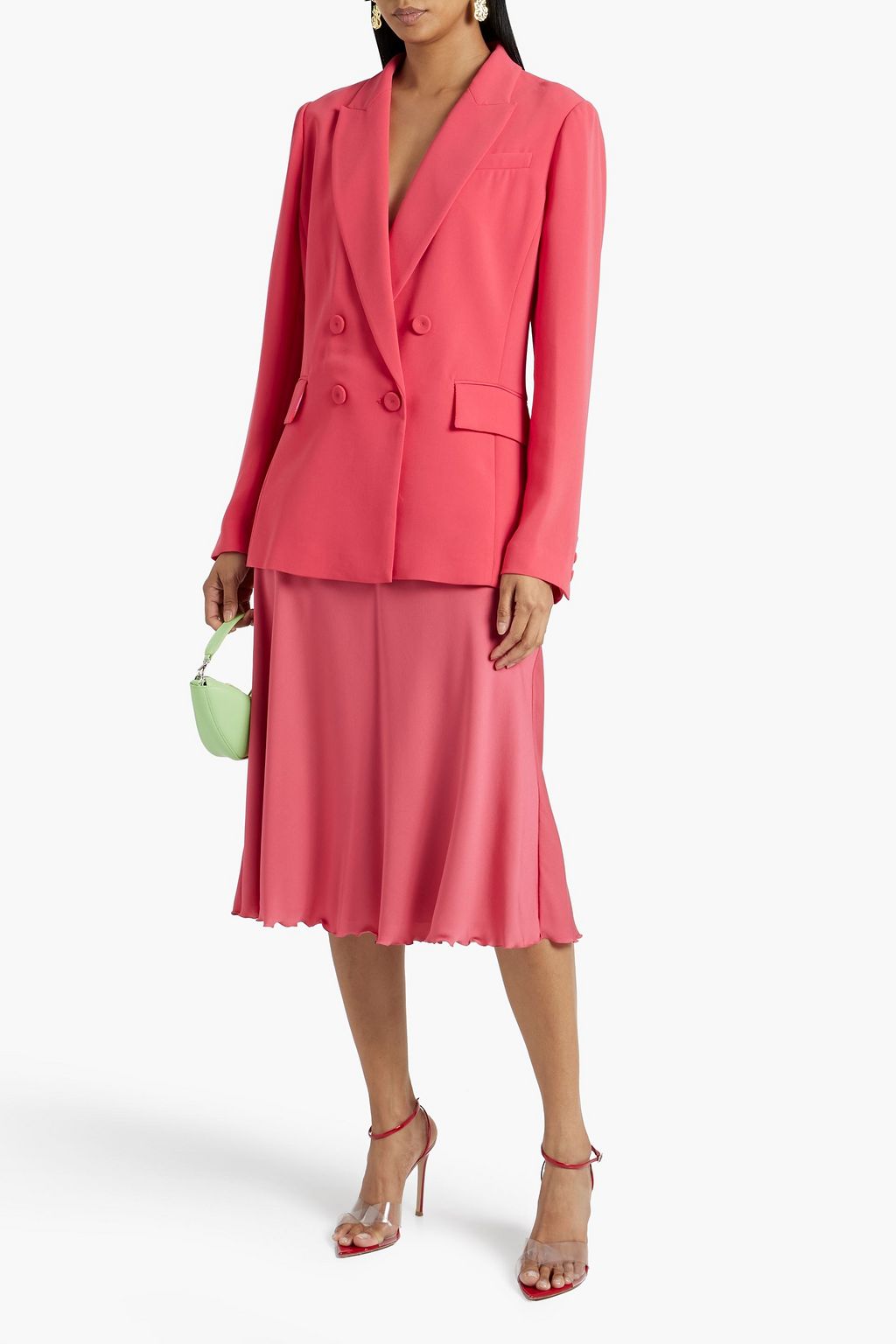 DIANE VON FURSTENBERG クレープ ダブルブレストブレザー