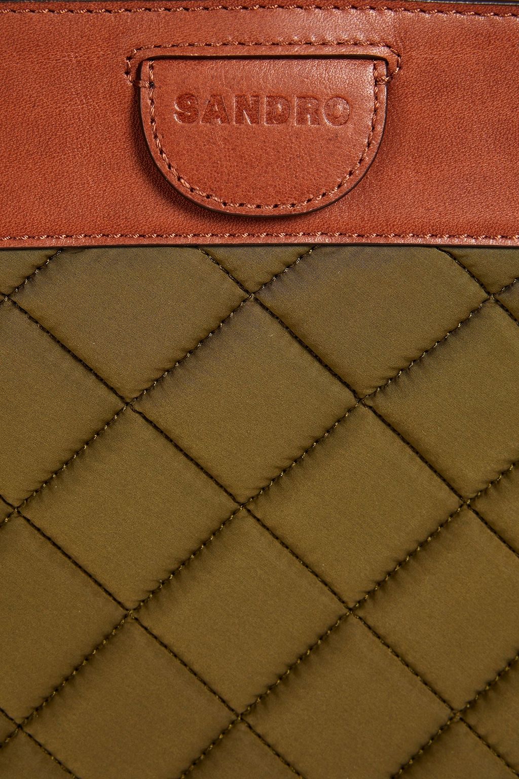 SANDRO Leather-trimmed quilted shell bucket bag