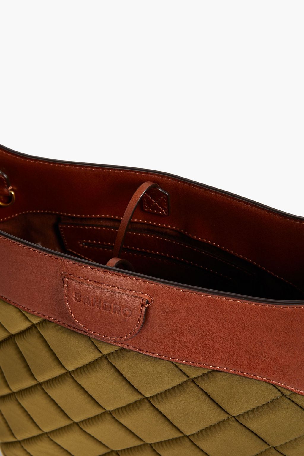 SANDRO Leather-trimmed quilted shell bucket bag