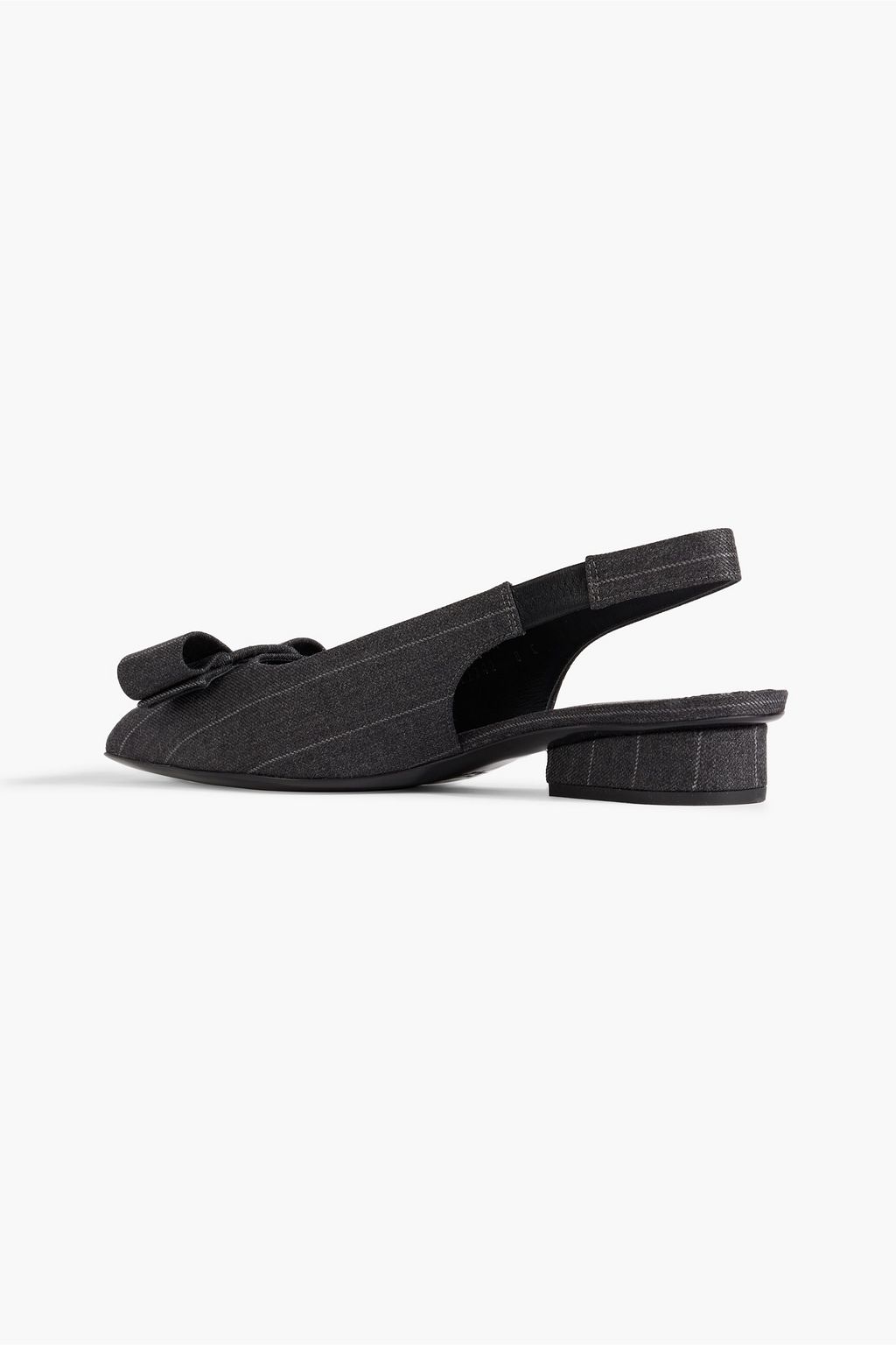 FERRAGAMO Viva bow-embellished pinstriped woven slingback flats