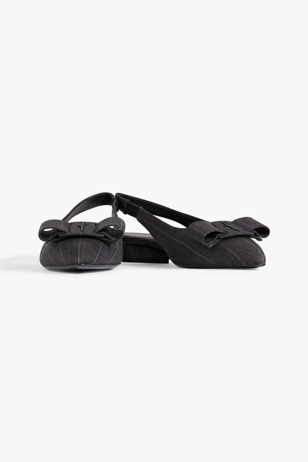 FERRAGAMO Viva bow-embellished pinstriped woven slingback flats