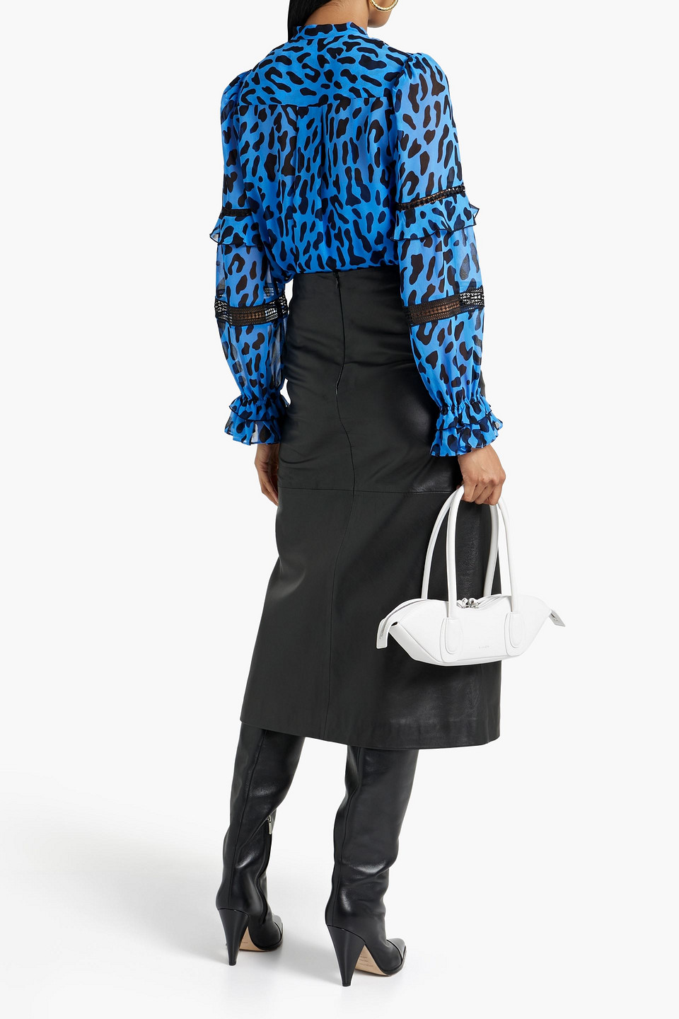 Shop Diane Von Furstenberg Arlington Ruffled Leopard-print Chiffon Blouse In Blue