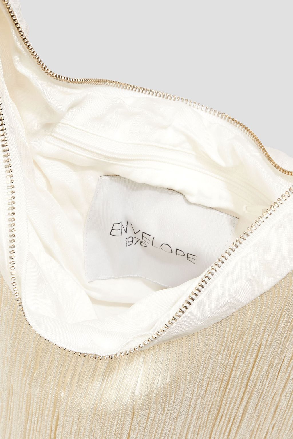ENVELOPE1976 Swing fringed woven clutch