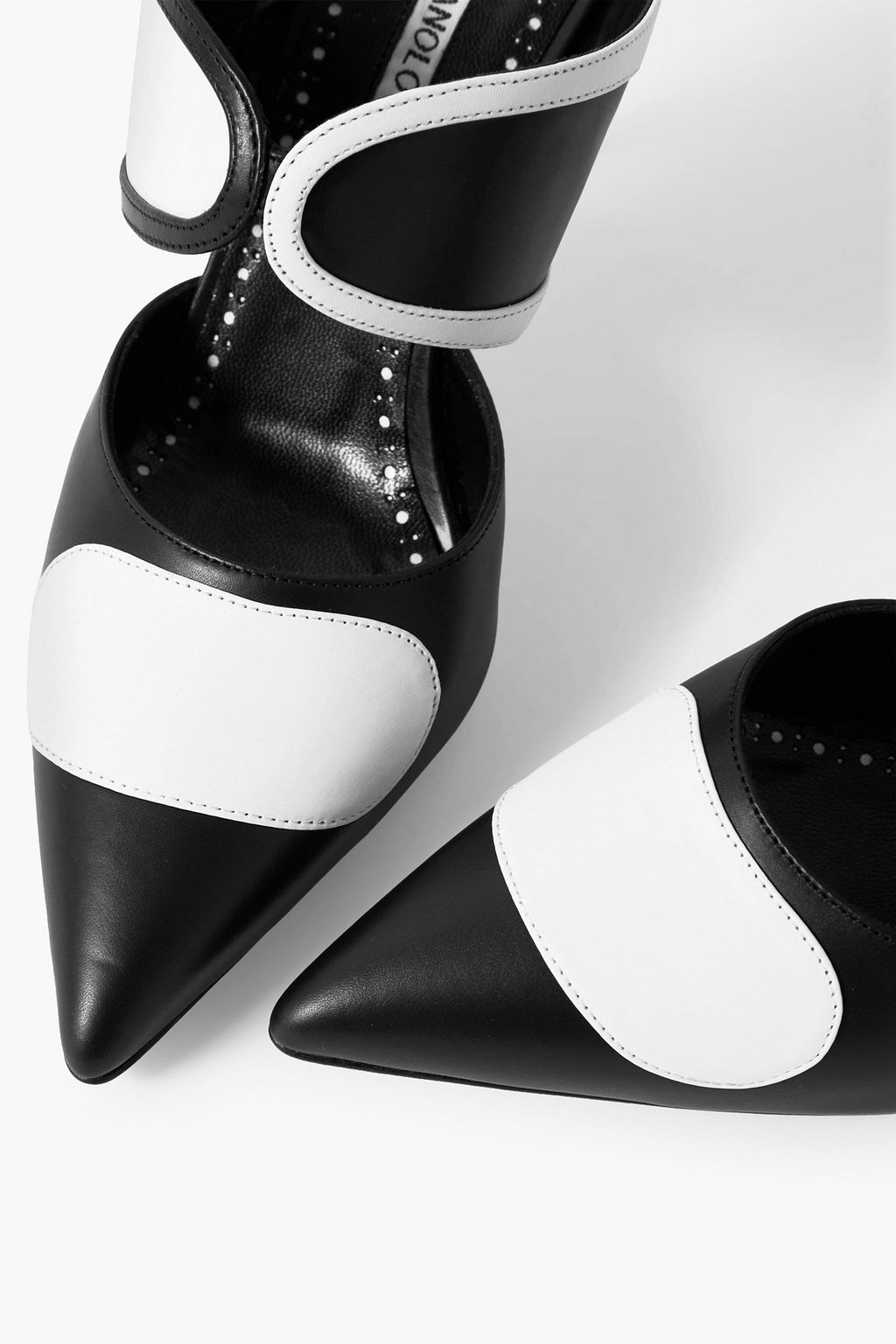 MANOLO BLAHNIK Latescu 90 two-tone leather mules