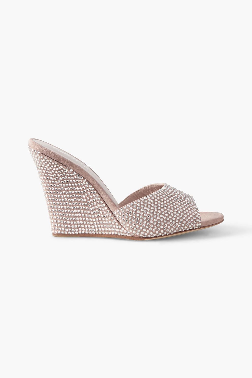 PARIS TEXAS Holly Wanda crystal-embellished suede wedge mules | THE OUTNET