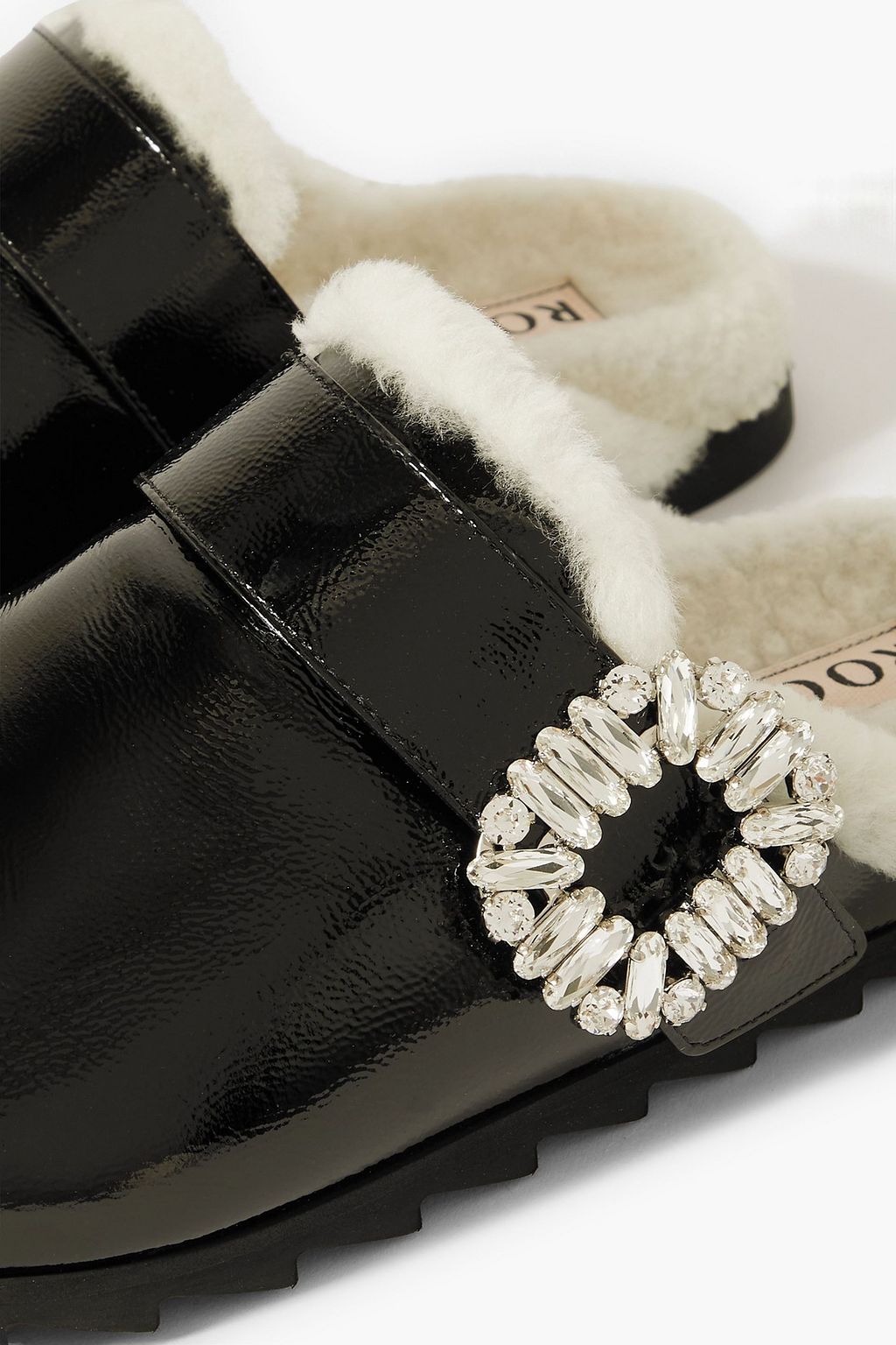 ROGER VIVIER Viv embellished patent-leather slippers