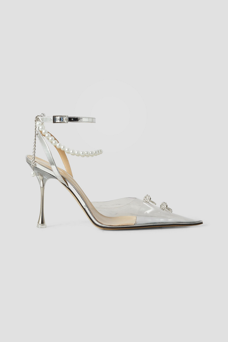 Mach&mach Matilda Embellished Pvc And Mirrored-leather Pumps In Silver