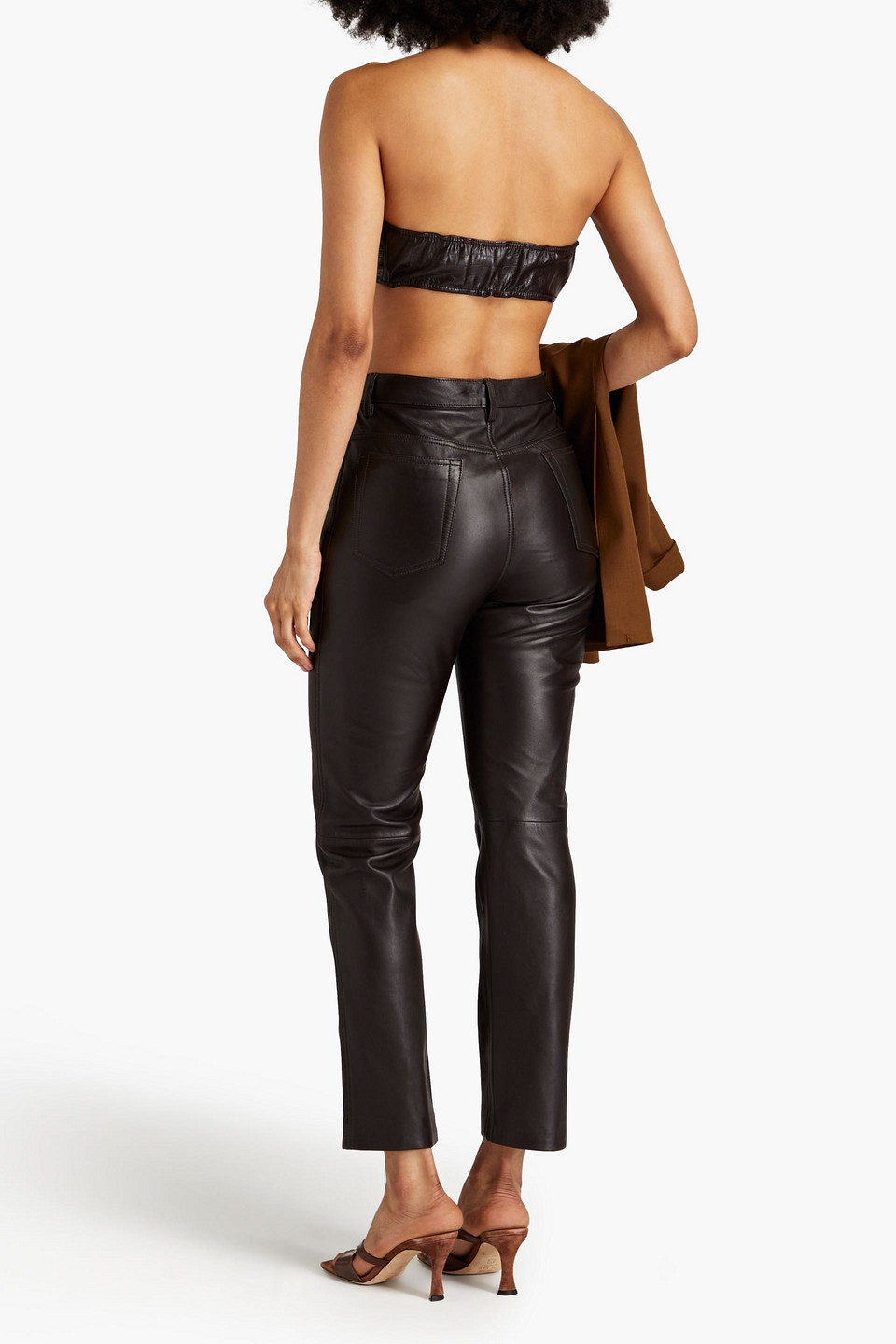 MATERIEL FAUX CROC-EFFECT LEATHER BRA TOP