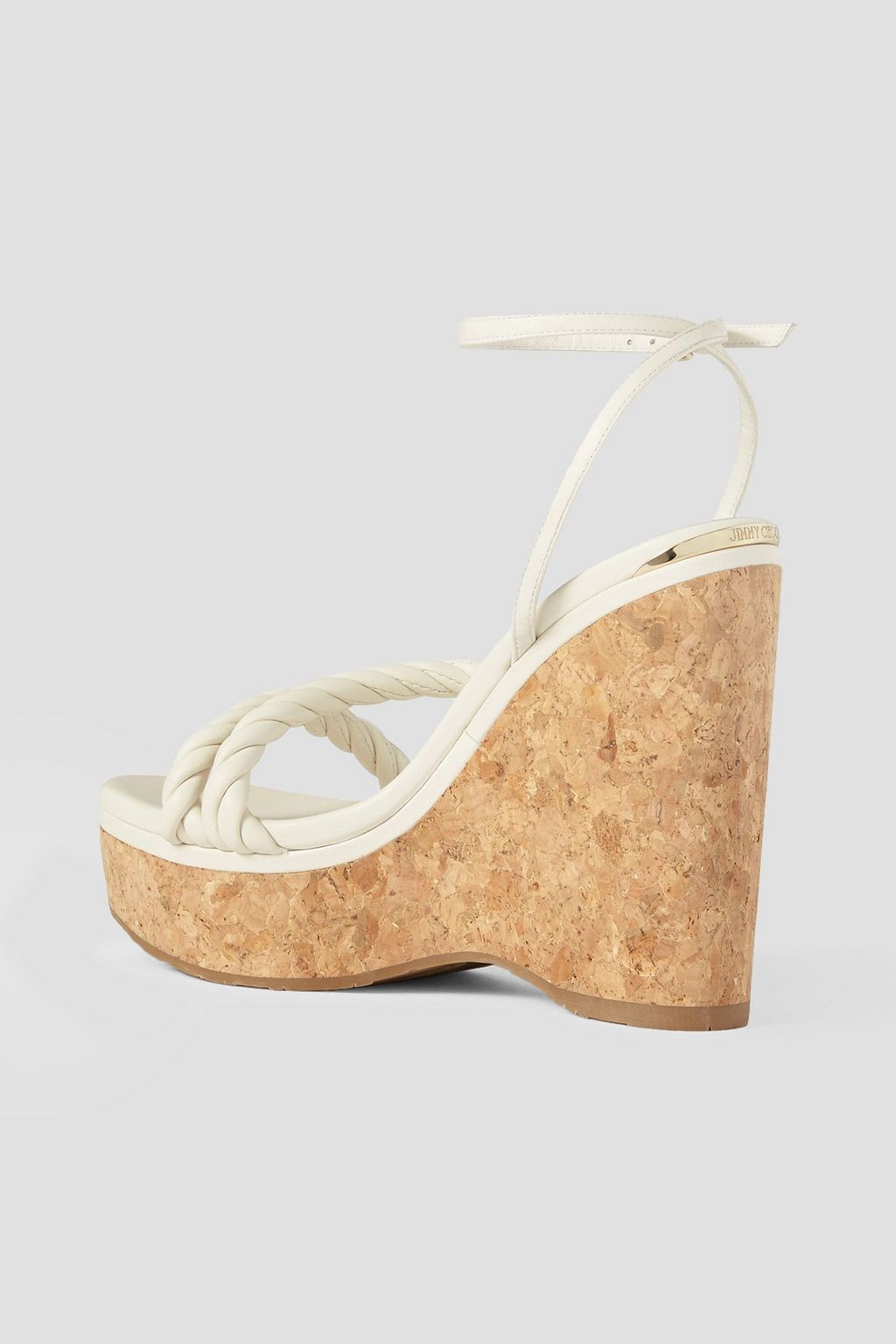 JIMMY CHOO Diosa 130 twisted leather wedge sandals