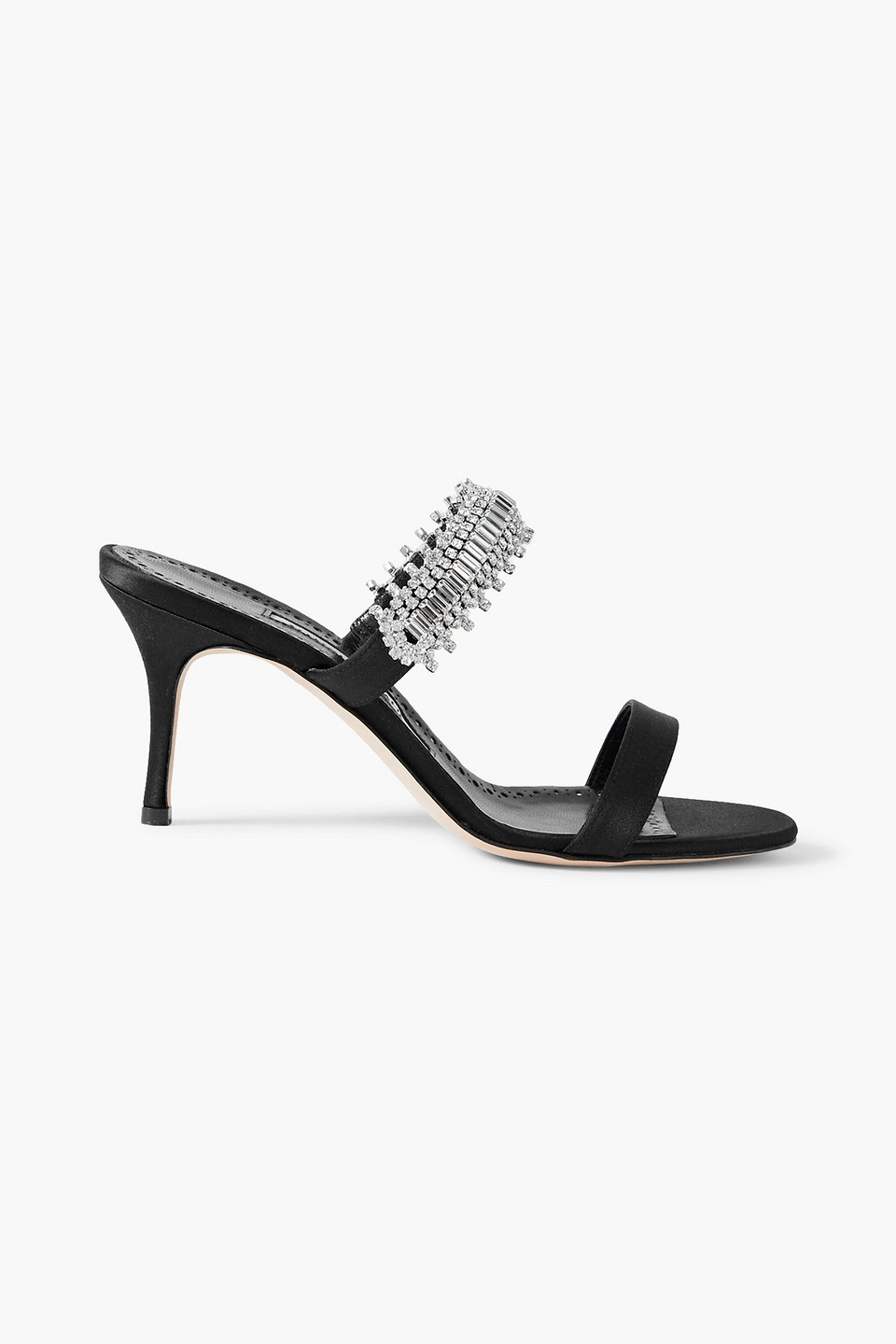 Manolo Blahnik Sako 70 Crystal-embellished Satin Mules In Black