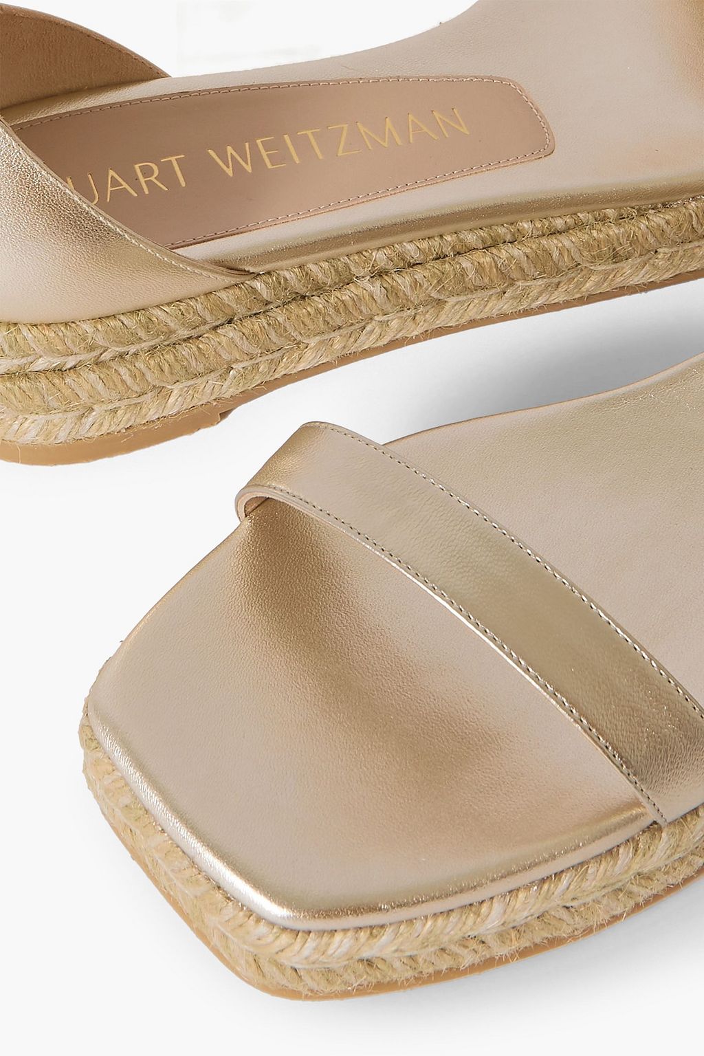 STUART WEITZMAN Metallic leather espadrille platform sandals