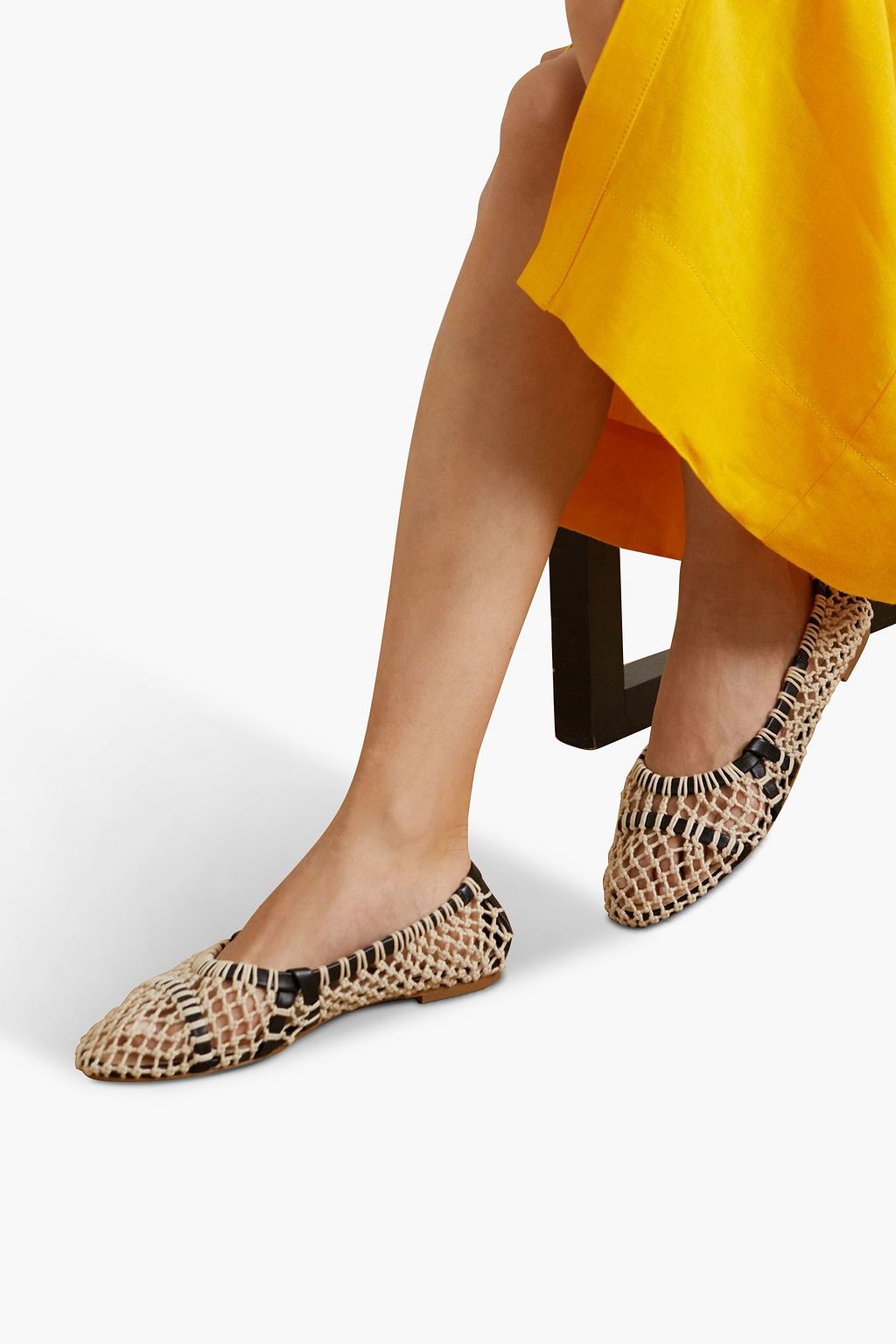 GABRIELA HEARST Armar crocheted cotton and leather ballet flats