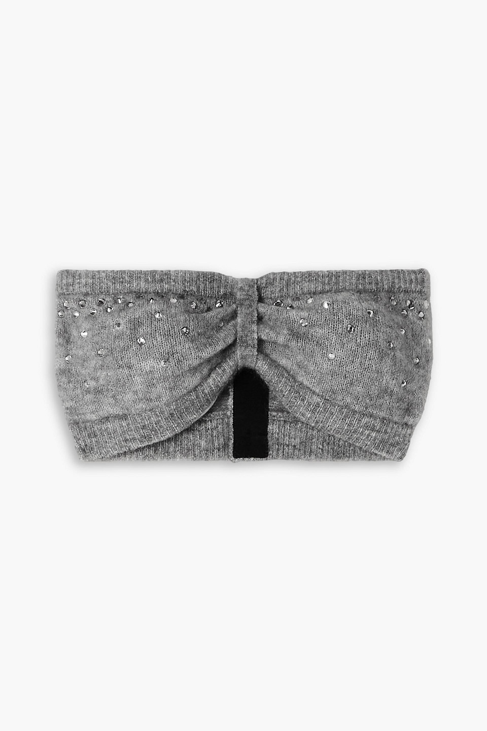 Alessandra Rich Strapless Crystal-embellished Knitted Bra Top In Gray