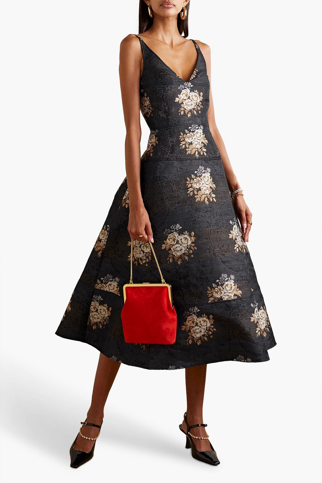 ERDEM ブロケード ロングドレス ティアード