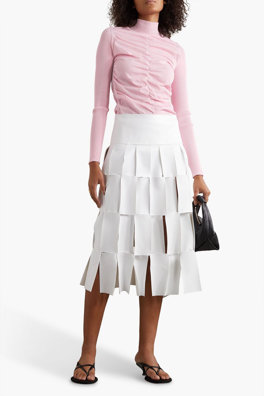 RENAISSANCE RENAISSANCE Ruched tulle and ribbed jersey turtleneck top