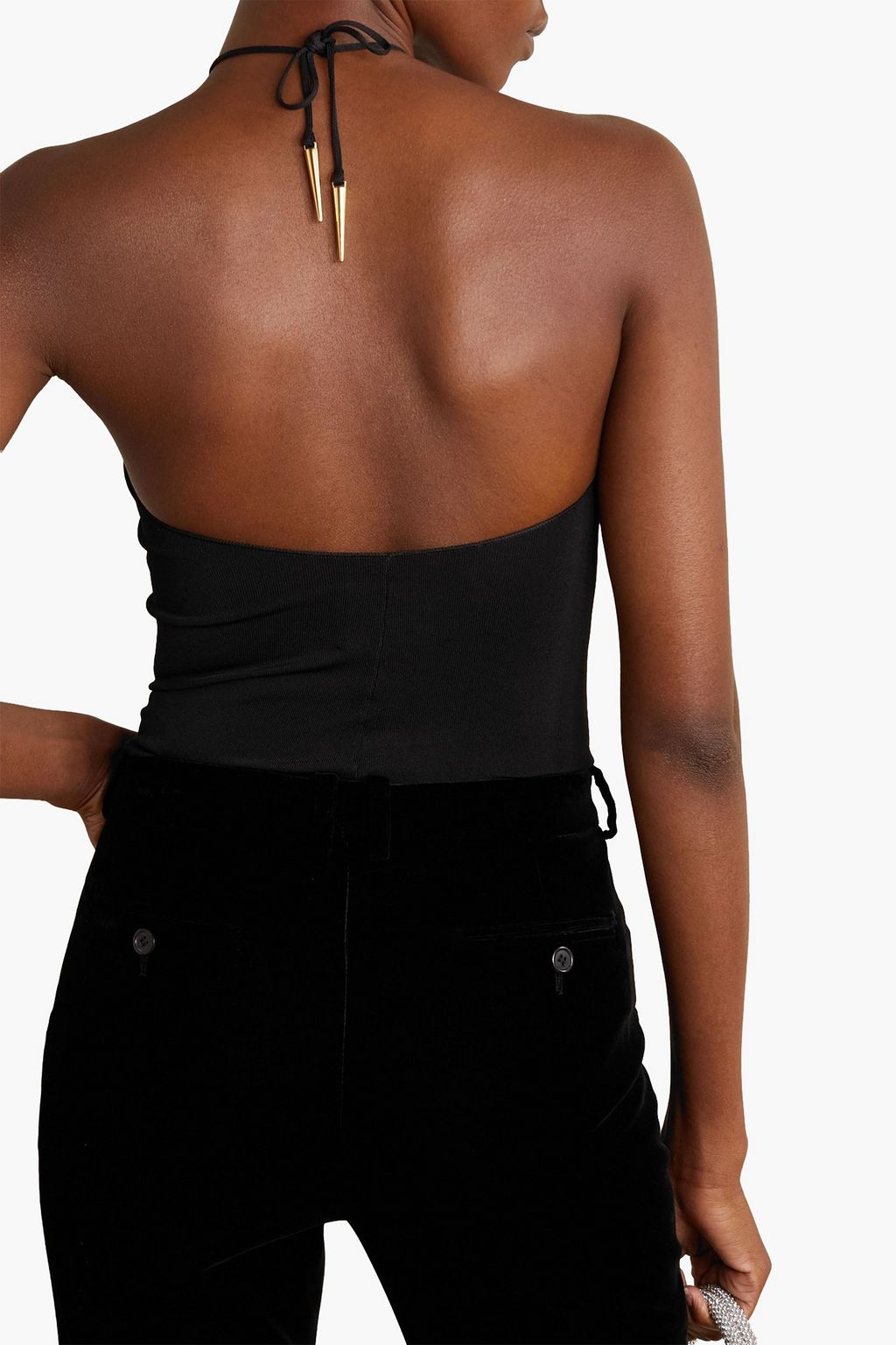GALVAN  LONDON Kali cutout stretch-knit halterneck bodysuit