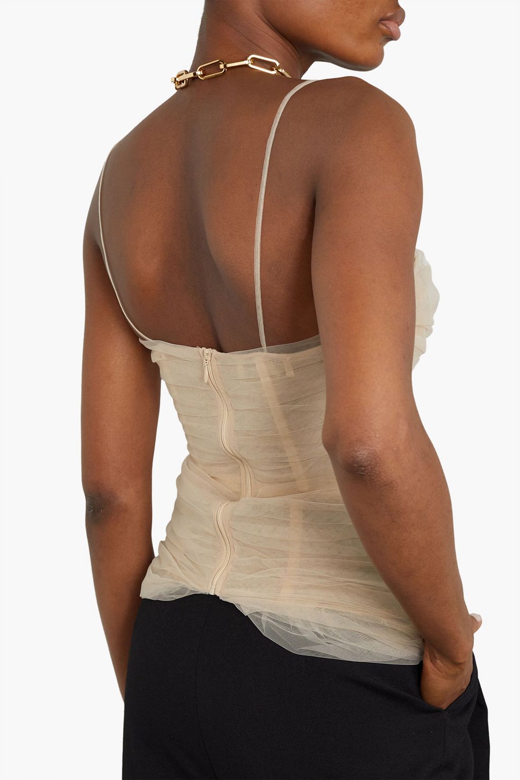 RENAISSANCE RENAISSANCE Strapless ruched tulle bustier top