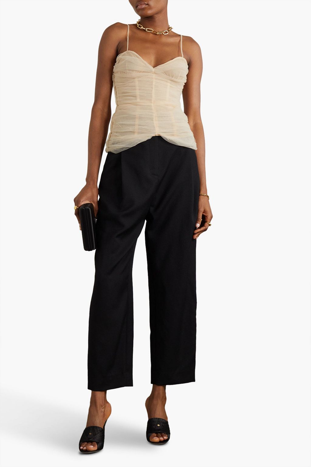 RENAISSANCE RENAISSANCE Strapless ruched tulle bustier top