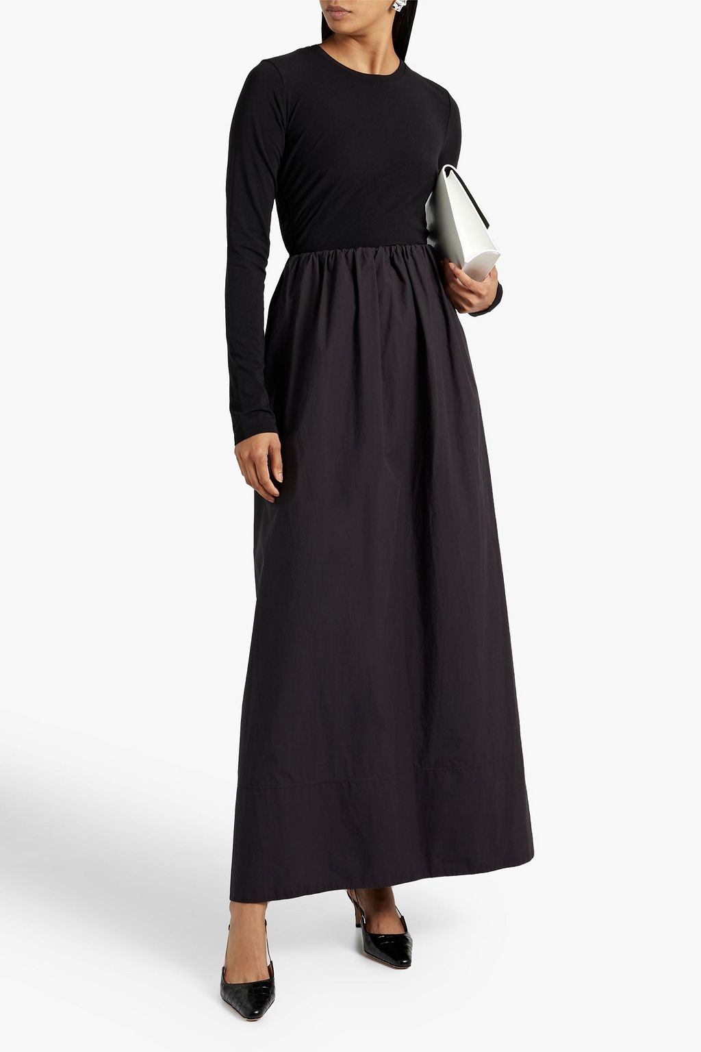 ANOTHER TOMORROW Ruched stretch cotton and Lyocell-blend jersey top